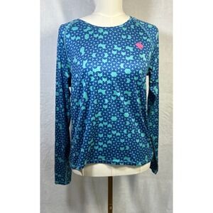 Rabbit Running Womens EZ Tee Long Sleeve Size Medium Eclipse Blue Athletic Sport